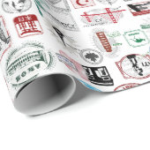 旅行スタンプパターンの折り返し紙 ラッピングペーパー (ロールコーナー)