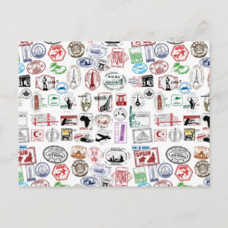 旅行スタンプ柄 ポストカード