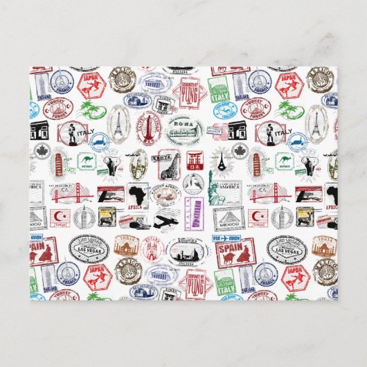 旅行スタンプ柄 ポストカード (正面)