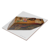 旅行ステッカーが付いている旧式のスーツケース タイル (側面)