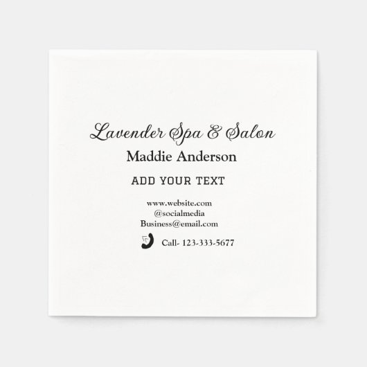 旅行スパサロンゲスト情報バケーションビーチ スタンダードカクテルナプキン (正面)