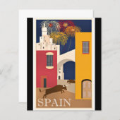 旅行スペイン，ヴィンテージ旅行ポスターポストカード (正面/裏面)