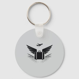 旅行スーツケースの黒いシルエットデザイン キーホルダー