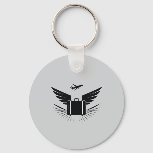 旅行スーツケースの黒いシルエットデザイン キーホルダー (正面)
