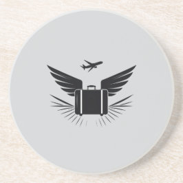 旅行スーツケースの黒いシルエットデザイン コースター