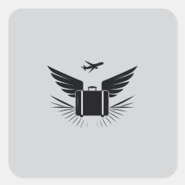 旅行スーツケースの黒いシルエットデザイン スクエアシール