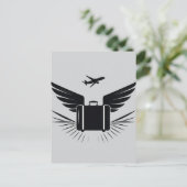 旅行スーツケースの黒いシルエットデザイン ポストカード (スタンド正面)