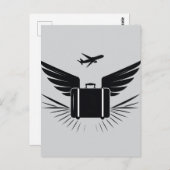 旅行スーツケースの黒いシルエットデザイン ポストカード (正面/裏面)