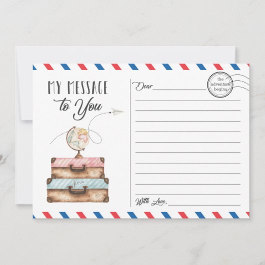 旅行スーツケースはがきメッセージカード 招待状 (正面)