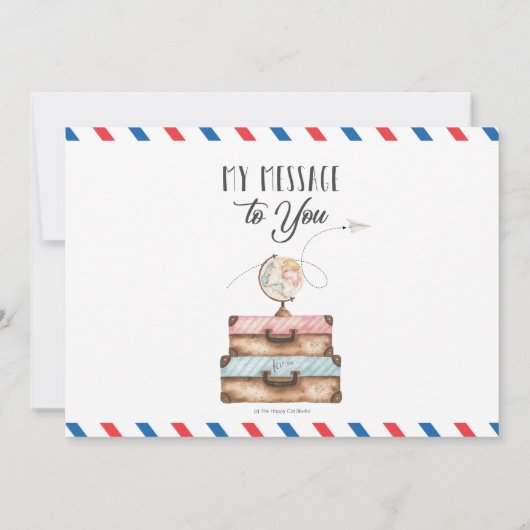 旅行スーツケースはがきメッセージカード 招待状 (裏面)