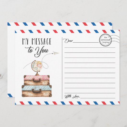 旅行スーツケースはがきメッセージカード 招待状 (正面/裏面)