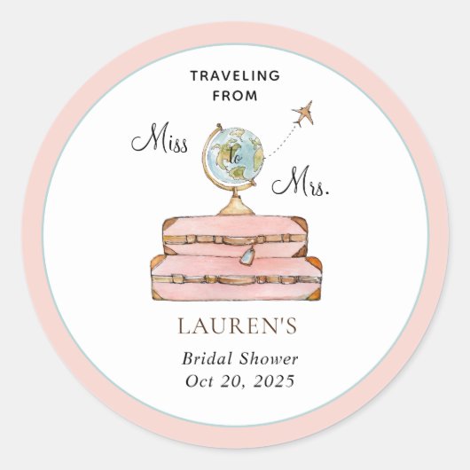 旅行スーツケースブライダルシャワー ラウンドシール (正面)