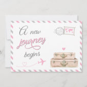 旅行スーツケースベビーガールシャワーアドベンチャー待ち 招待状 (裏面)