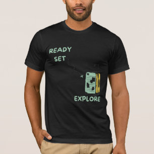 旅行スーツケース付き準備完了セットエクスプローラデザイン Tシャツ