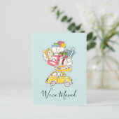 旅行スーツケース引っ越しました葉書き付き車 ポストカード (スタンド正面)