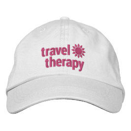 旅行セラピー刺繍ハットホワイトとピンク 刺繍入りキャップ