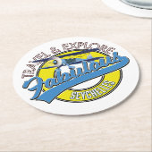 旅行セーシェルの素晴らしいロゴKeychainを探索 ラウンドペーパーコースター (アングル)