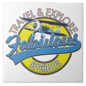 旅行セーシェルロゴカーマグネットを探索する タイル (正面)