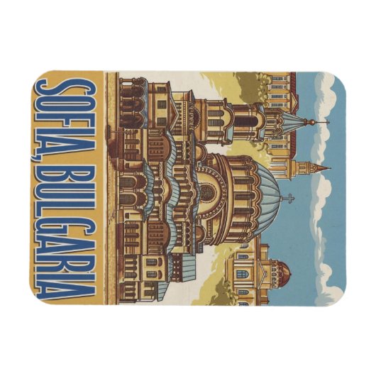 旅行ソフィア、ブルガリアのヴィンテージギフトとお土産 マグネット (横)