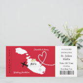 旅行チケット搭乗パスマルタウェディング招待 招待状 (スタンド正面)