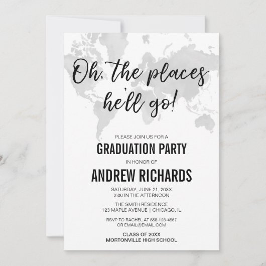 旅行テーマああ彼が卒業する場所 招待状 (正面)