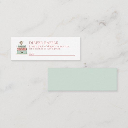 旅行テーマおむつラッフルミニエンクロージャカード スキニー名刺 (正面/裏面)