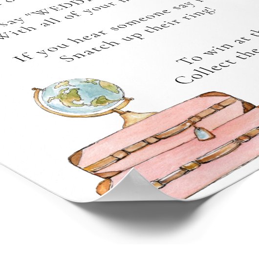 旅行テーマその上にリングを置くブライダルシャワーゲーム ポスター (角)