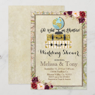 旅行テーマのウェディングシャワーの招待状 招待状