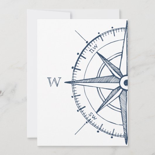 旅行テーマのコンパスおよび地球の結婚式招待状 招待状 (裏面)