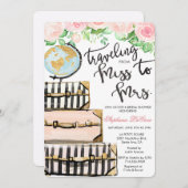 旅行テーマのフローラブライダルシャワー招待 招待状 (正面/裏面)