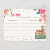旅行テーマのブライダルシャワーレシピカード ポストカード (正面)