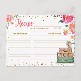 旅行テーマのブライダルシャワーレシピカード ポストカード