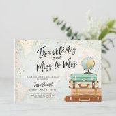 旅行テーマのブライダル恋しく思シャワーの招待。 招待状 (スタンド正面)