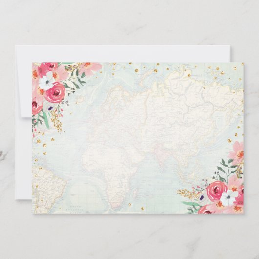 旅行テーマのベビーシャワーの招待の冒険は始まります 招待状 (裏面)