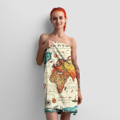 旅行テーマのヴィンテージマップスケッチカラフル バスタオルセット