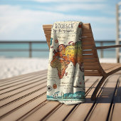 旅行テーマのヴィンテージマップスケッチカラフル バスタオルセット