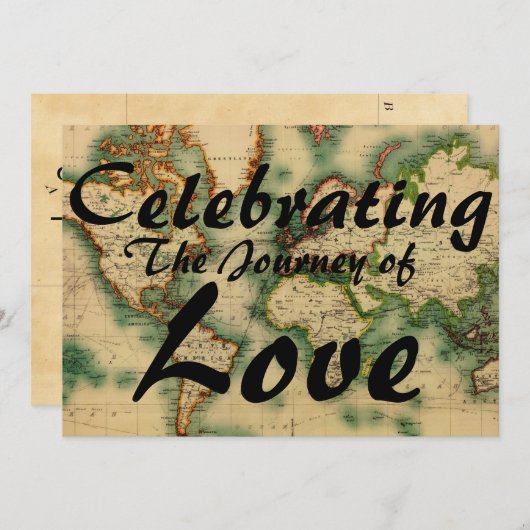 旅行テーマの世界地図の結婚式招待状 招待状 (正面/裏面)