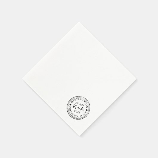 旅行テーマカスタムパスポートスタンプ結婚ズ スタンダードカクテルナプキン (角)