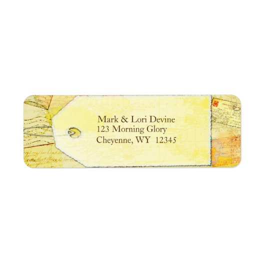 旅行テーマココアとクリーム住所 シール。 ラベル (正面)