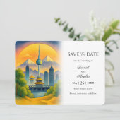 旅行テーマソウル韓国Save the Date Card セーブザデート (スタンド正面)