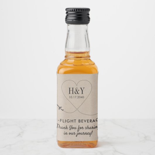 旅行テーマトリートスナックグディー飛行機ハート リキュールボトルラベル (正面)