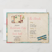 旅行テーマバチェロレッテと旅程パーティー 招待状 (正面)