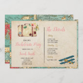 旅行テーマバチェロレッテと旅程パーティー 招待状 (正面/裏面)