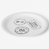 旅行テーマパスポートスタンプカスタムウェディング ペーパープレート (アングル)