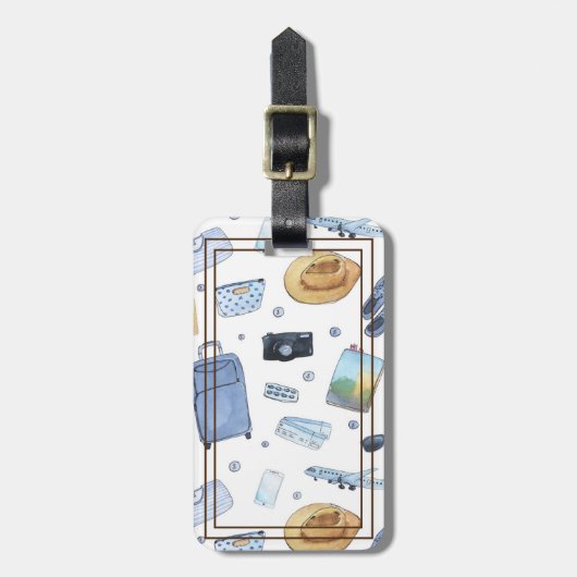 旅行テーマパターンアクリル荷物タグ ラゲッジタグ (正面縦)