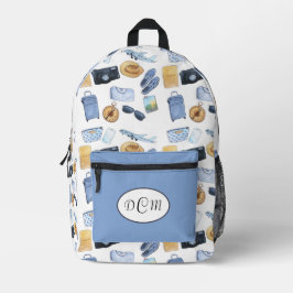 旅行テーマパターンバックパック プリントバックパック