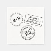 旅行テーマパーソナライズされたパスポート結婚スタンプ スタンダードカクテルナプキン (正面)