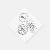 旅行テーマパーソナライズされたパスポート結婚スタンプ スタンダードカクテルナプキン (角)