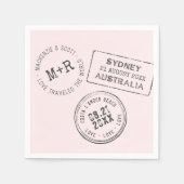 旅行テーマパーソナライズされたパスポート結婚スタンプ スタンダードカクテルナプキン (正面)