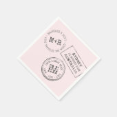 旅行テーマパーソナライズされたパスポート結婚スタンプ スタンダードカクテルナプキン (角)